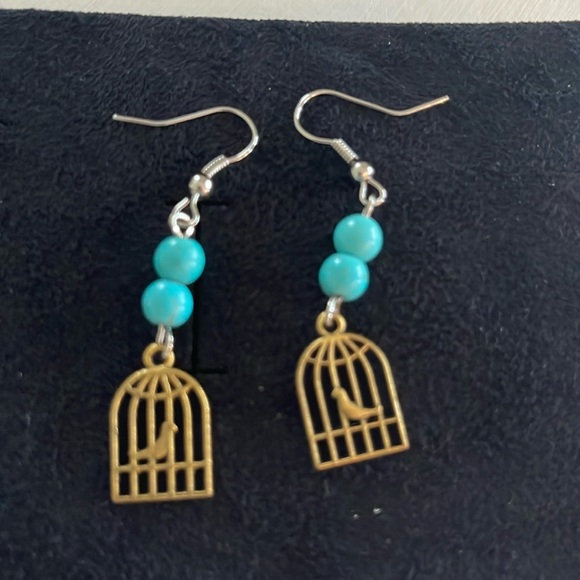 Beautiful turquoise beaded bracelet she earring set made in Turkey - Picture 2 of 7